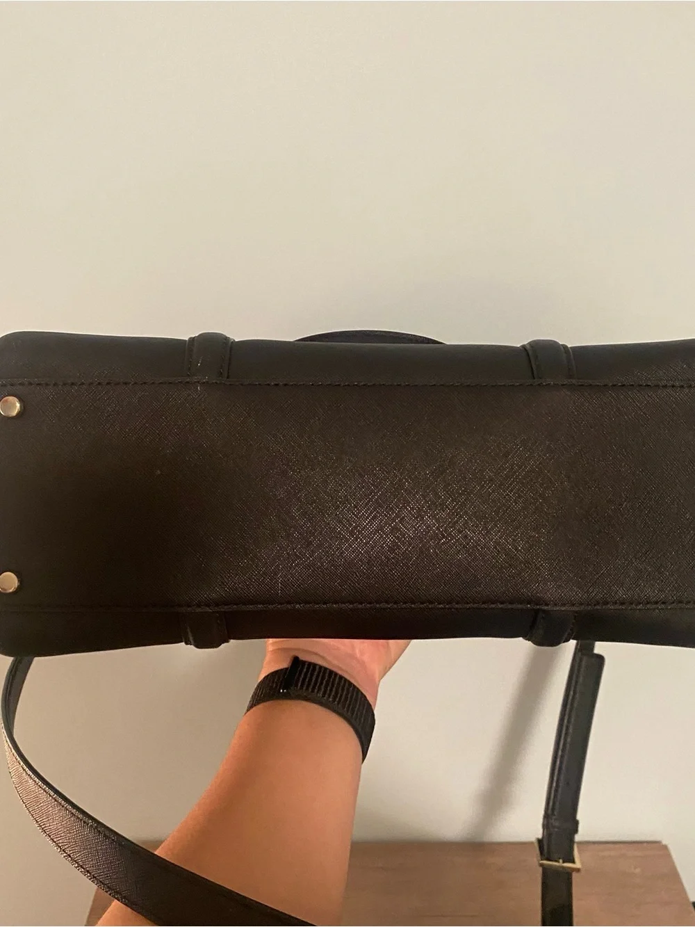 kate spade Black Leather Tote with Gold Hardware